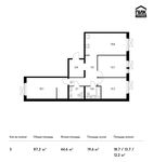 Планировка 3-комнатной квартиры, 87,2 м2