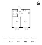 Планировка 1-комнатной квартиры, 35,5 м2