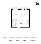 Планировка 2-комнатной квартиры, 35,6 м2