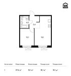 Планировка 1-комнатной квартиры, 37,6 м2