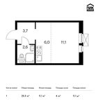 Планировка квартиры студии, 23,3 м2