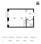 Планировка квартиры студии, 25,1 м2