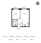 Планировка 1-комнатной квартиры, 35,7 м2