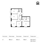 Планировка 4-комнатной квартиры, 96,5 м2