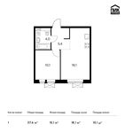 Планировка 1-комнатной квартиры, 37,6 м2