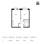 Планировка 1-комнатной квартиры, 35,7 м2