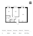 Планировка 2-комнатной квартиры, 54,4 м2