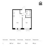 Планировка 1-комнатной квартиры, 35,7 м2
