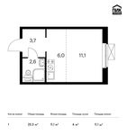 Планировка квартиры студии, 23,3 м2