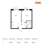 Планировка 1-комнатной квартиры, 41,2 м2