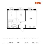 Планировка 2-комнатной квартиры, 56,2 м2