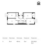 Планировка 3-комнатной квартиры, 91 м2