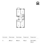 Планировка 3-комнатной квартиры, 89,5 м2