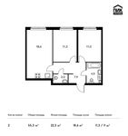 Планировка 2-комнатной квартиры, 55,3 м2