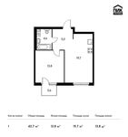 Планировка 1-комнатной квартиры, 43,7 м2