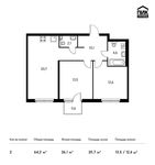 Планировка 2-комнатной квартиры, 64,2 м2