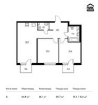Планировка 2-комнатной квартиры, 64,8 м2