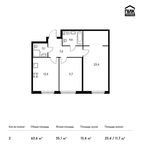 Планировка 2-комнатной квартиры, 63,6 м2