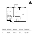 Планировка 2-комнатной квартиры, 66,7 м2