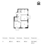 Планировка 3-комнатной квартиры, 82,7 м2