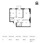 Планировка 3-комнатной квартиры, 73,1 м2