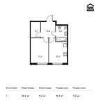 Планировка 1-комнатной квартиры, 35,6 м2
