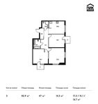Планировка 3-комнатной квартиры, 82,9 м2
