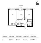 Планировка 2-комнатной квартиры, 55,4 м2