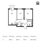 Планировка 2-комнатной квартиры, 55,8 м2