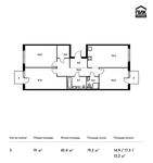 Планировка 3-комнатной квартиры, 91 м2