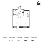 Планировка 1-комнатной квартиры, 38,4 м2