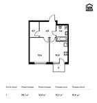 Планировка 1-комнатной квартиры, 38,1 м2