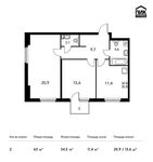 Планировка 2-комнатной квартиры, 63 м2