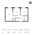 Планировка 2-комнатной квартиры, 63,2 м2