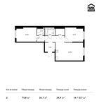Планировка 2-комнатной квартиры, 74,8 м2