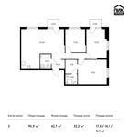 Планировка 3-комнатной квартиры, 95,9 м2