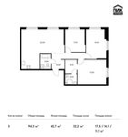 Планировка 3-комнатной квартиры, 94,3 м2