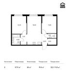 Планировка 2-комнатной квартиры, 57,9 м2