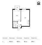 Планировка 1-комнатной квартиры, 43,2 м2
