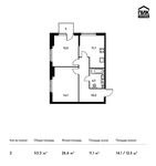 Планировка 2-комнатной квартиры, 53,3 м2