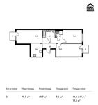 Планировка 3-комнатной квартиры, 75,7 м2