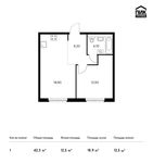 Планировка 1-комнатной квартиры, 42,3 м2