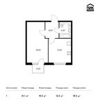 Планировка 1-комнатной квартиры, 41,1 м2