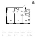 Планировка 2-комнатной квартиры, 60,4 м2