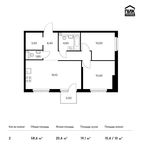 Планировка 2-комнатной квартиры, 58,6 м2
