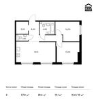 Планировка 2-комнатной квартиры, 57,8 м2
