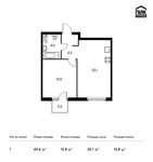 Планировка 1-комнатной квартиры, 43,6 м2
