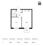 Планировка 1-комнатной квартиры, 43 м2