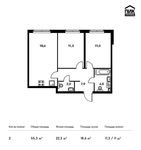 Планировка 2-комнатной квартиры, 55,3 м2
