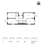 Планировка 3-комнатной квартиры, 93,2 м2
